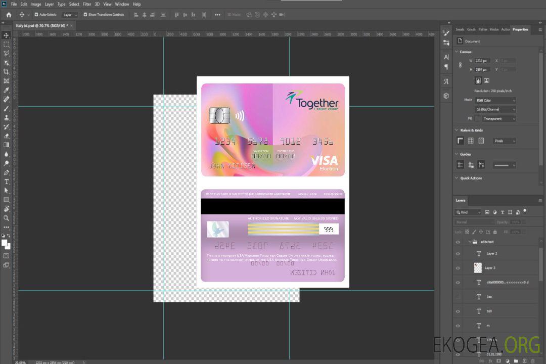 USA Missouri Together Credit Union carte électronique visa bancaire template USA Missouri Together Credit Union carte électronique visa bancaire template